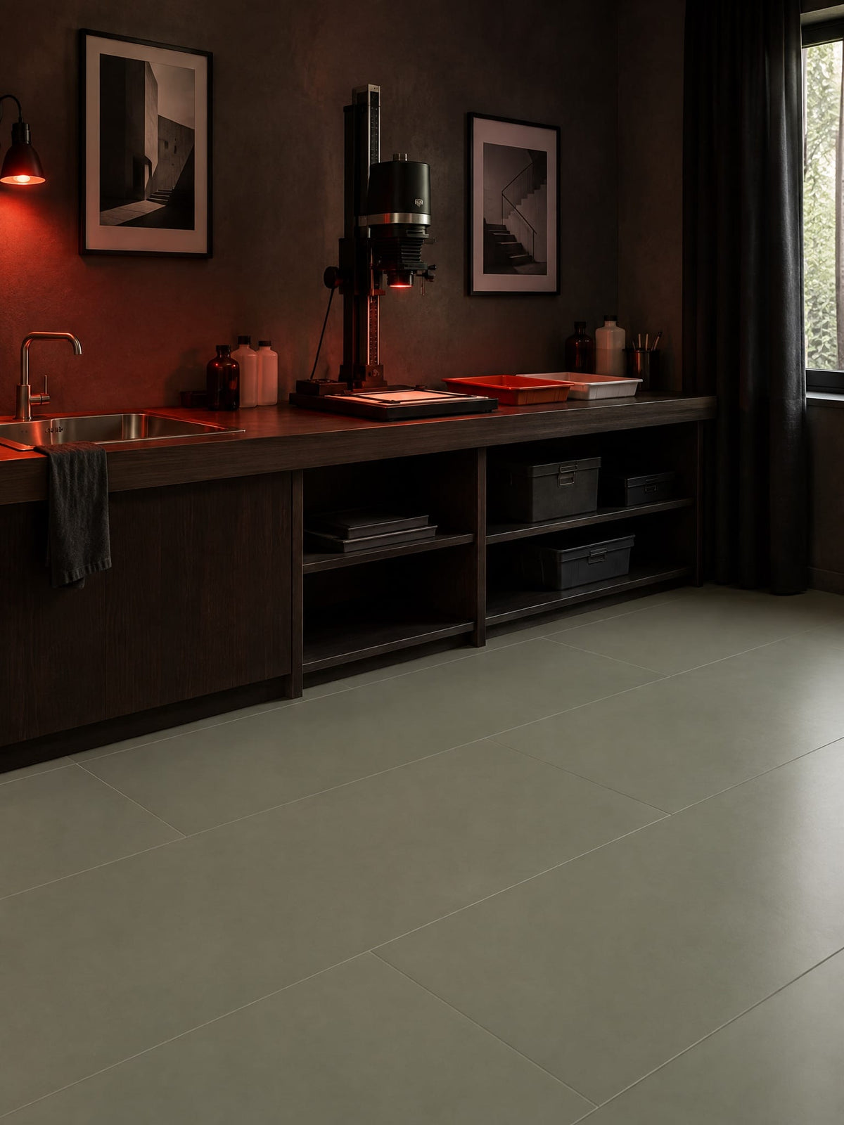 Moorland tile in a home darkroom