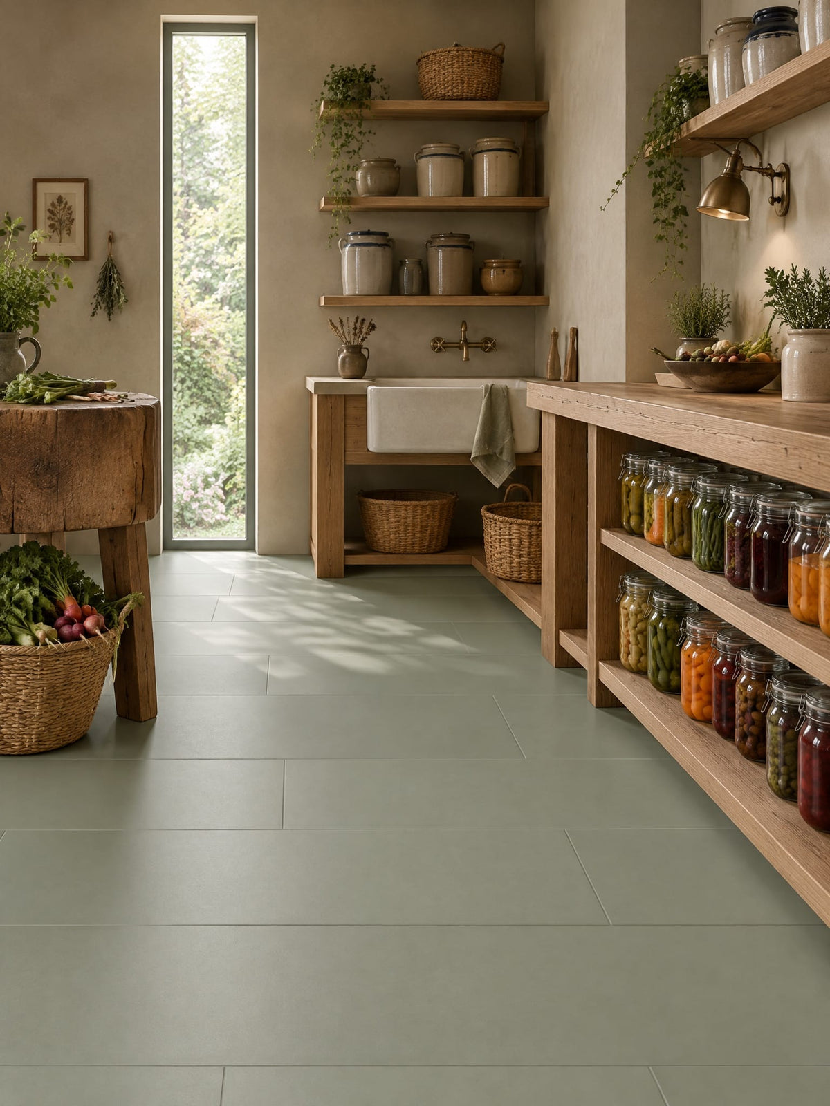 Moorland tile in a preserving pantry