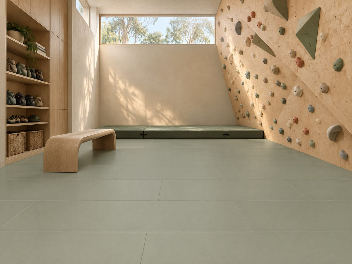 Moorland tile in a home climbing room