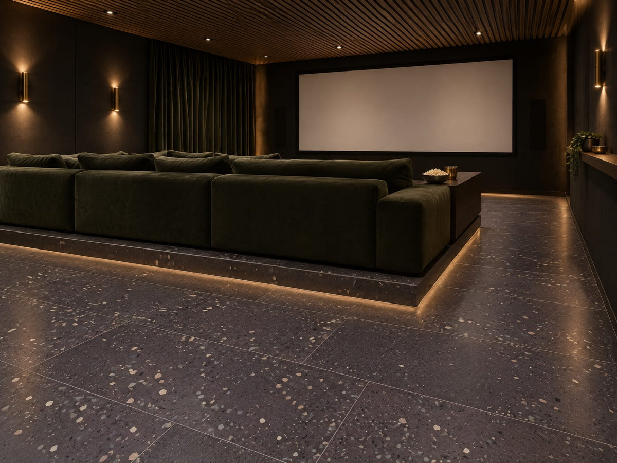 Rainy Day tiles in a home cinema interior