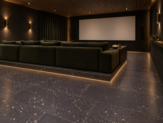 Rainy Day tiles in a home cinema interior