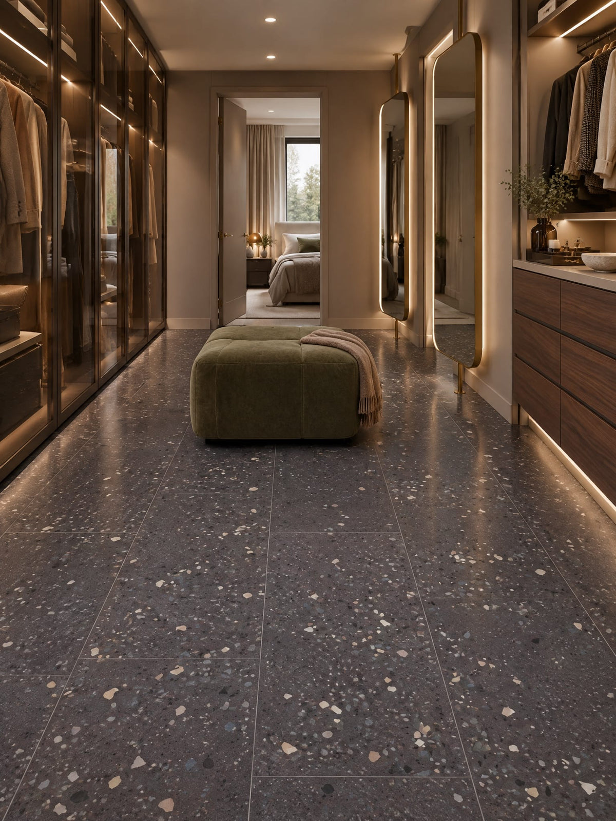Rainy Day tiles in a dressing room interior