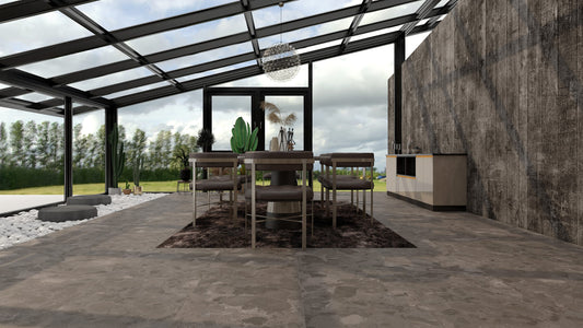 Sassi Umber P3 Matt 600x1200mm porcelain tile — interior look 1