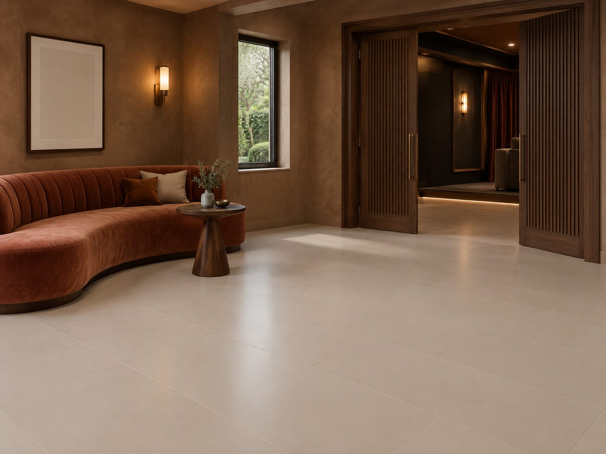 Scallopini tile in a home cinema lobby