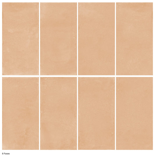 Sierra Apricot P3 Matt 600x1200mm porcelain tile — eight tile-face variations
