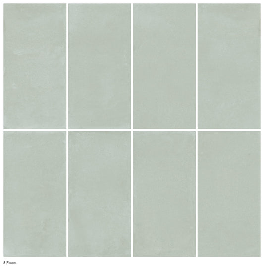 Sierra Celadon P3 Matt 600x1200mm porcelain tile — eight tile-face variations