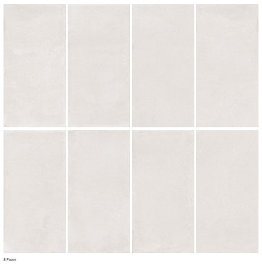 Sierra Mist P3 Matt 600x1200mm porcelain tile — eight tile-face variations