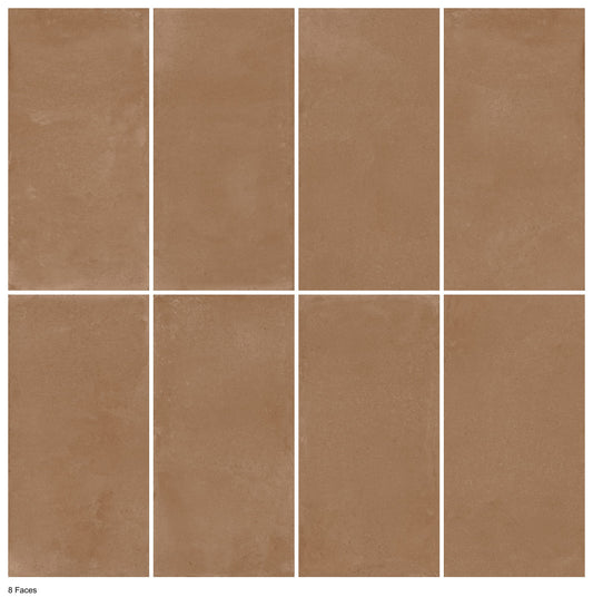 Sierra Mocha P3 Matt 600x1200mm porcelain tile — eight tile-face variations