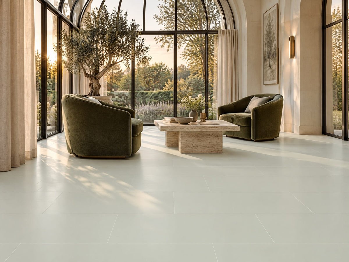 Silver Grass tile in a private orangerie sitting room