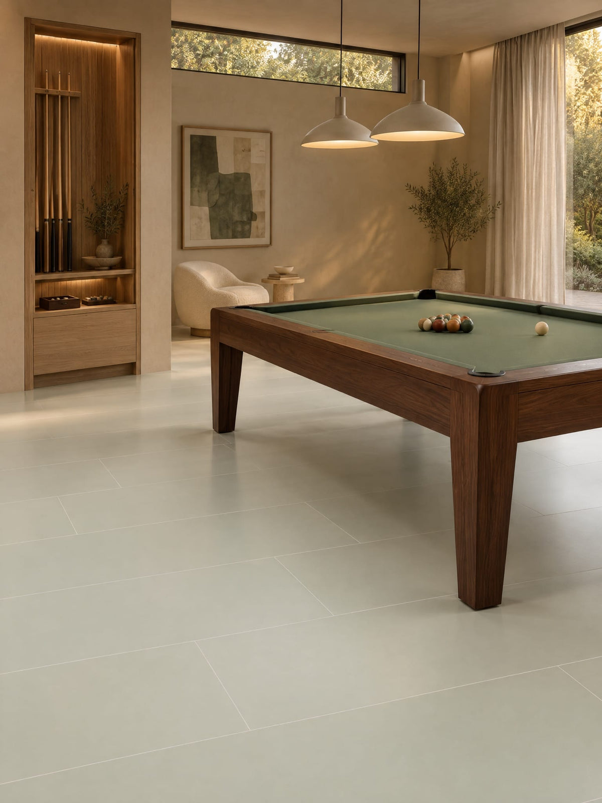 Silver Grass tile in a billiards room