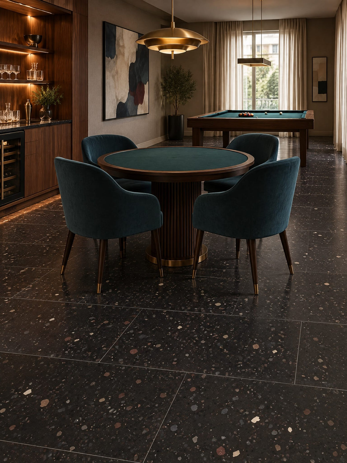 Summer Night tiles in a game den interior