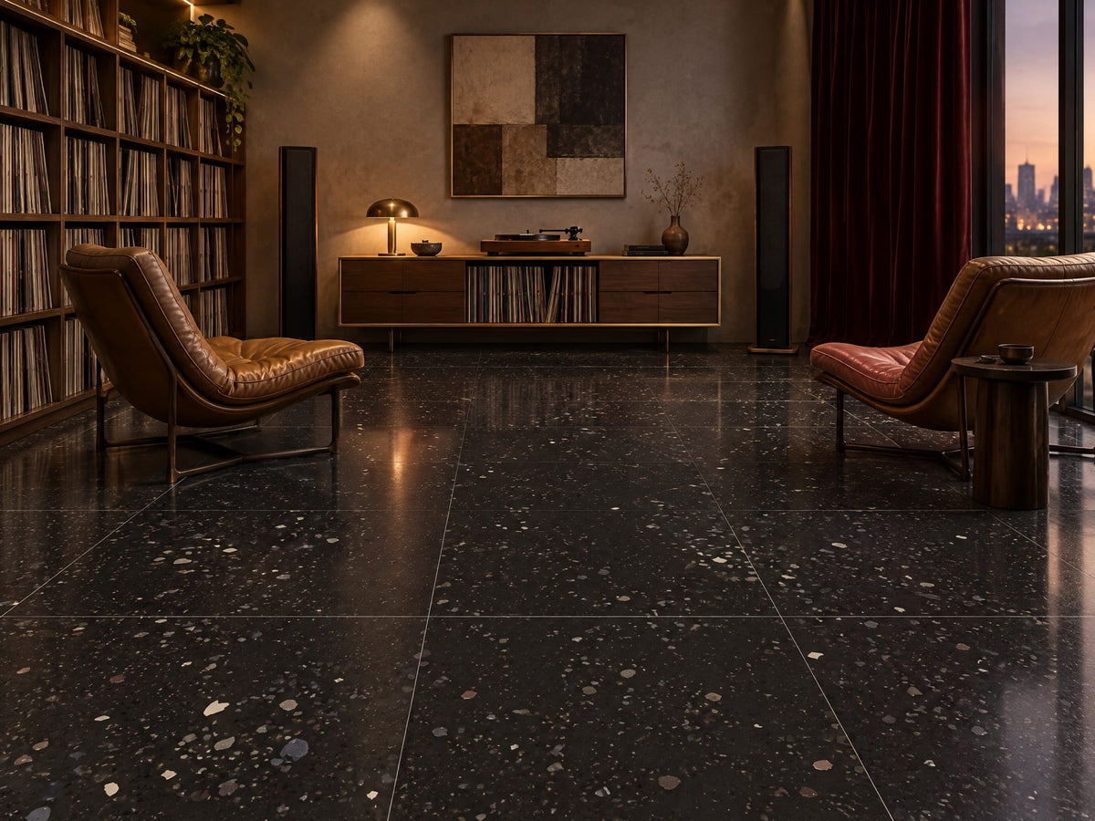Summer Night tiles in a music listening room interior