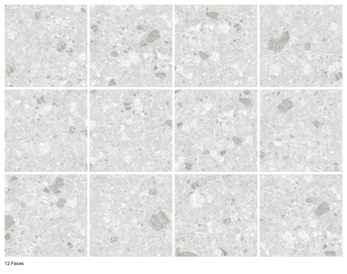 Tuscan Quarry Chalk P3 Matt 600x600mm porcelain tile — 12 face variations