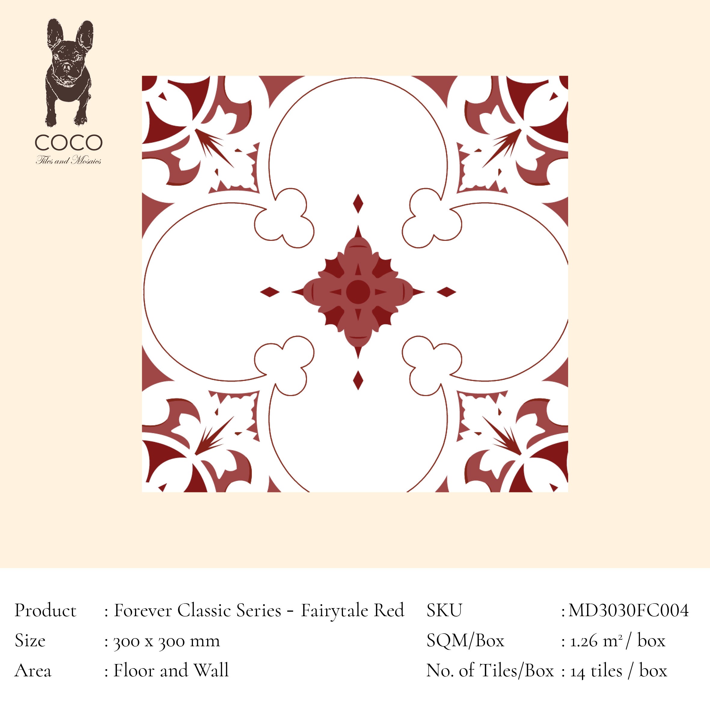 Forever Classic Series - Fairytale Red 300x300mm Ceramic Tile