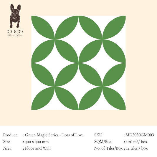 Green Magic Series - Lots of Love 300x300mm Ceramic Tile