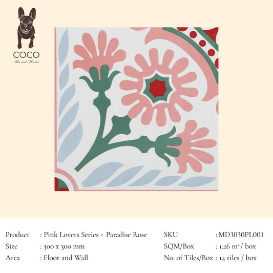 Pink Lovers Series - Paradise Rose 300x300mm Ceramic Tile