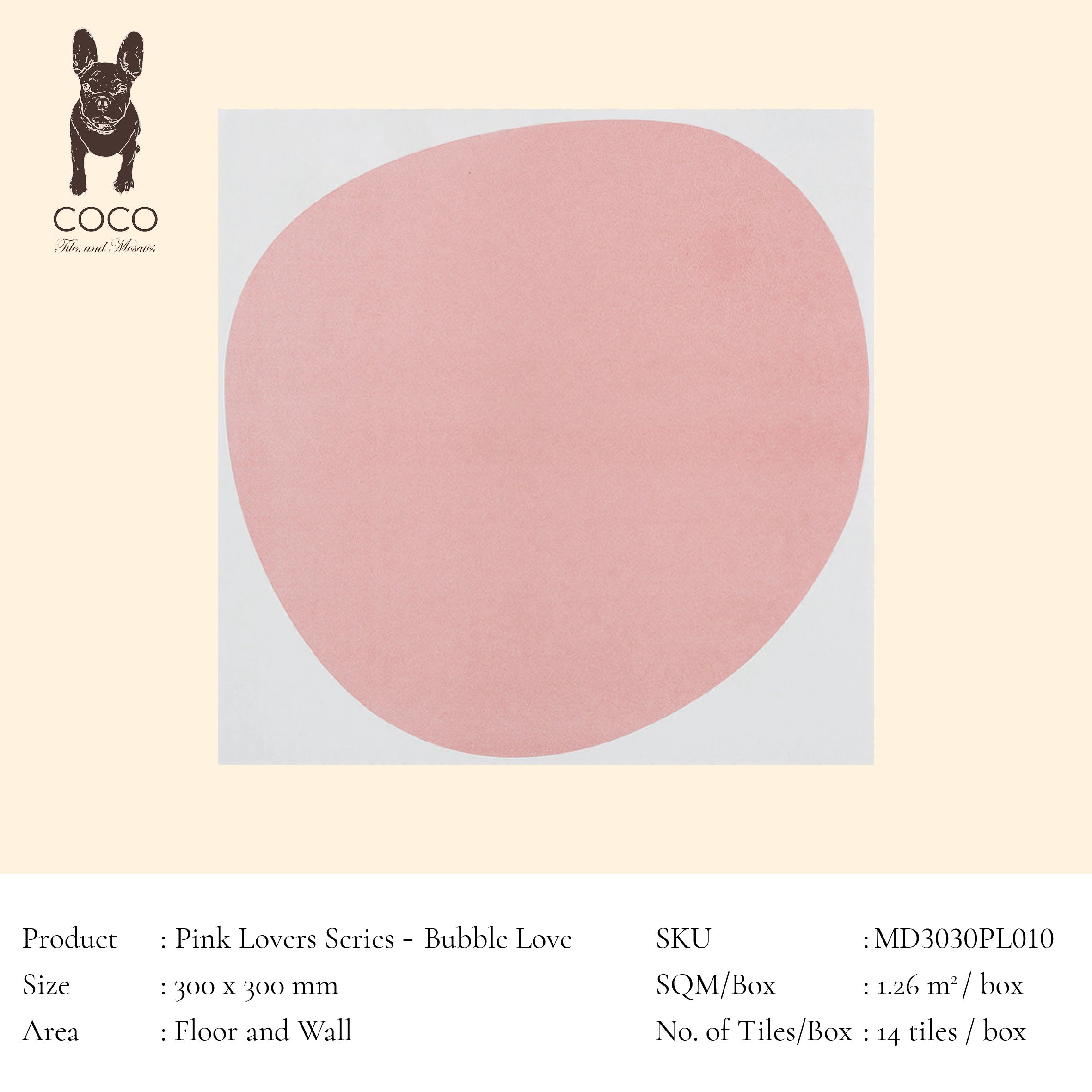 Pink Lovers Series - Bubble Love 300x300mm Ceramic Tile