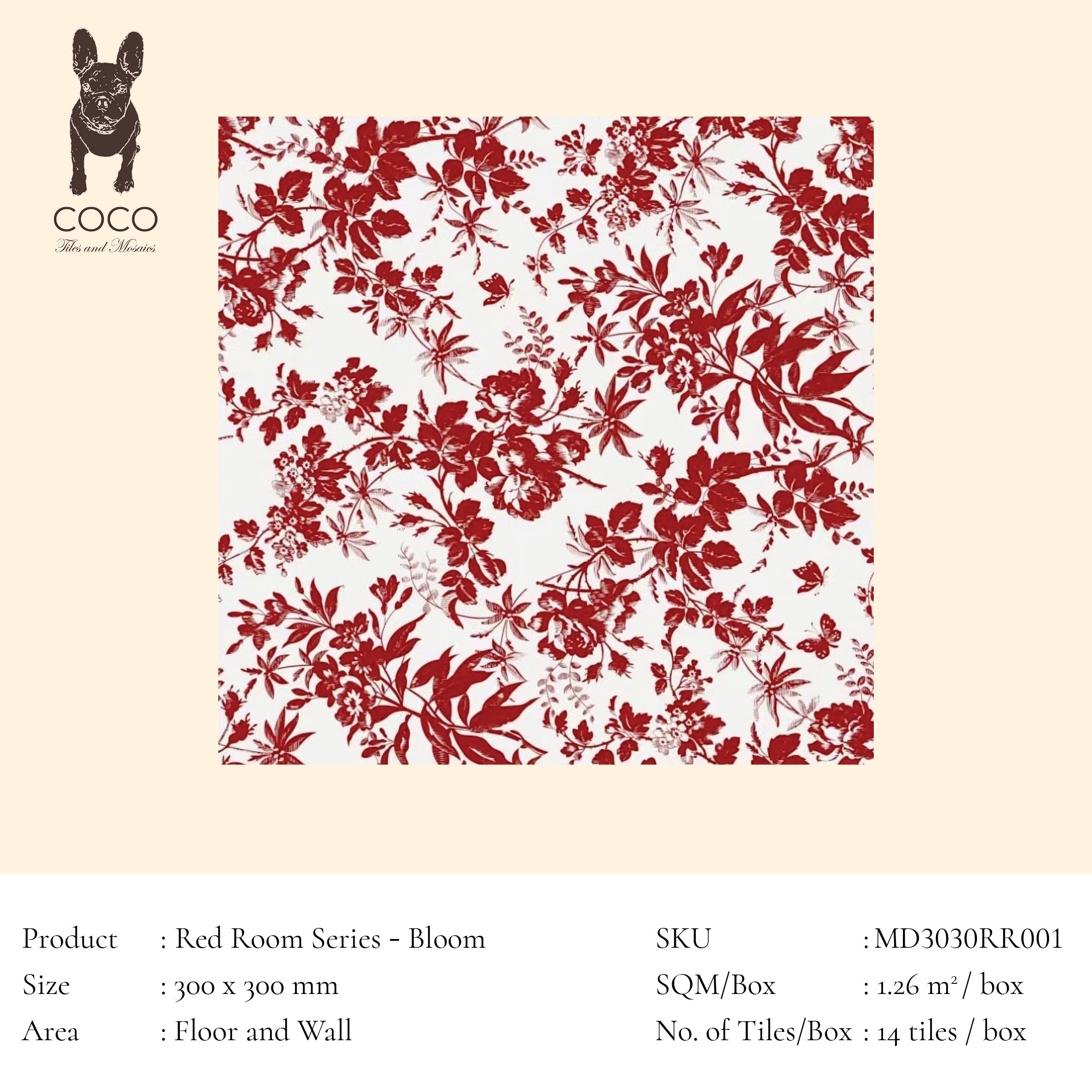 Red Room Series - Bloom 300x300mm Ceramic Tile