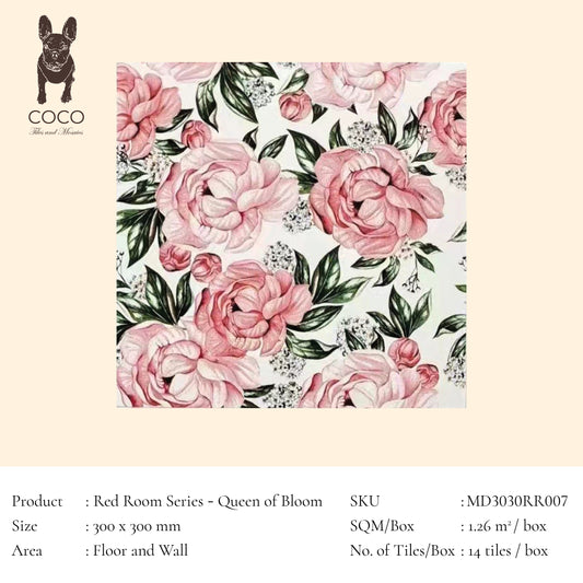 Red Room Series - Queen of Bloom 300x300mm Ceramic Tile