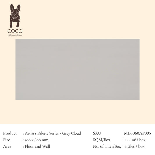 Artist's Palette Series - Grey Cloud 300x600mm Ceramic Tile