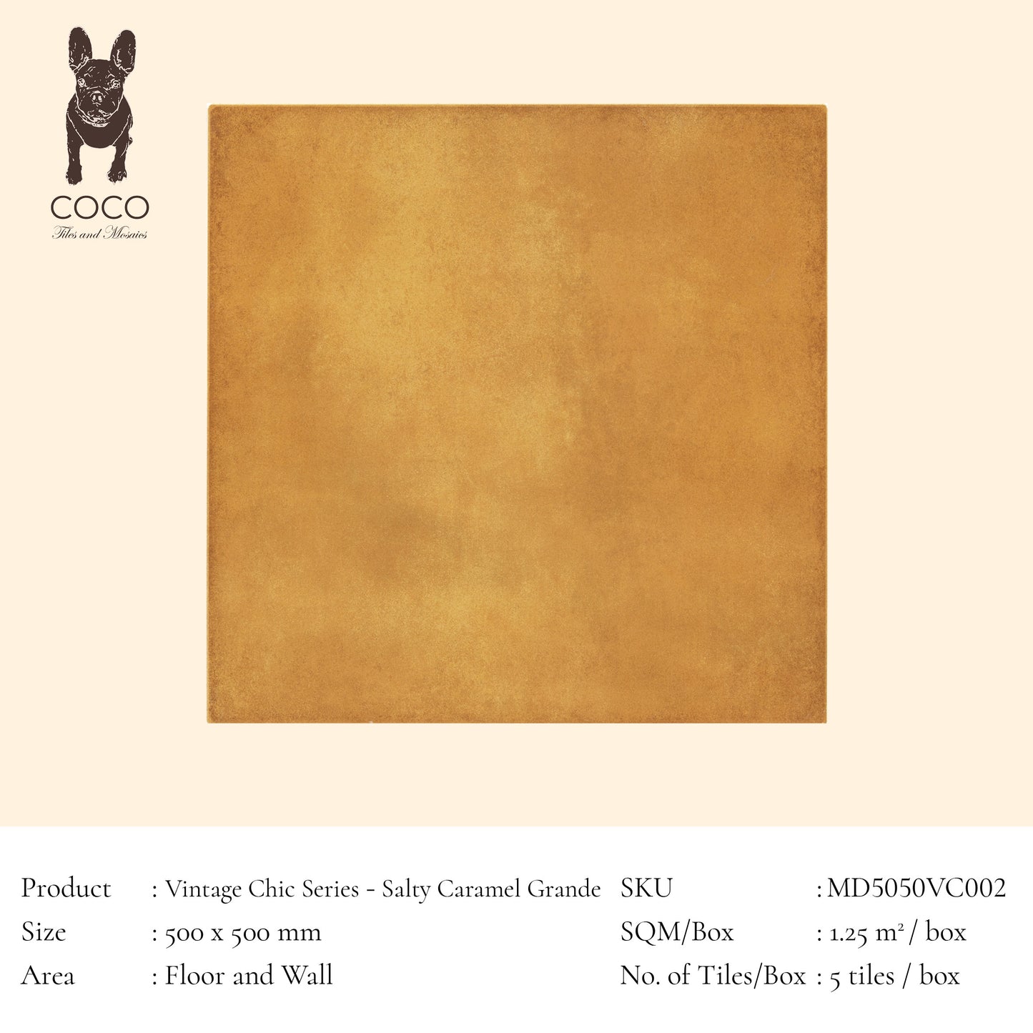 Vintage Chic Series - Salty Caramel Midi 330x330mm Ceramic Tile