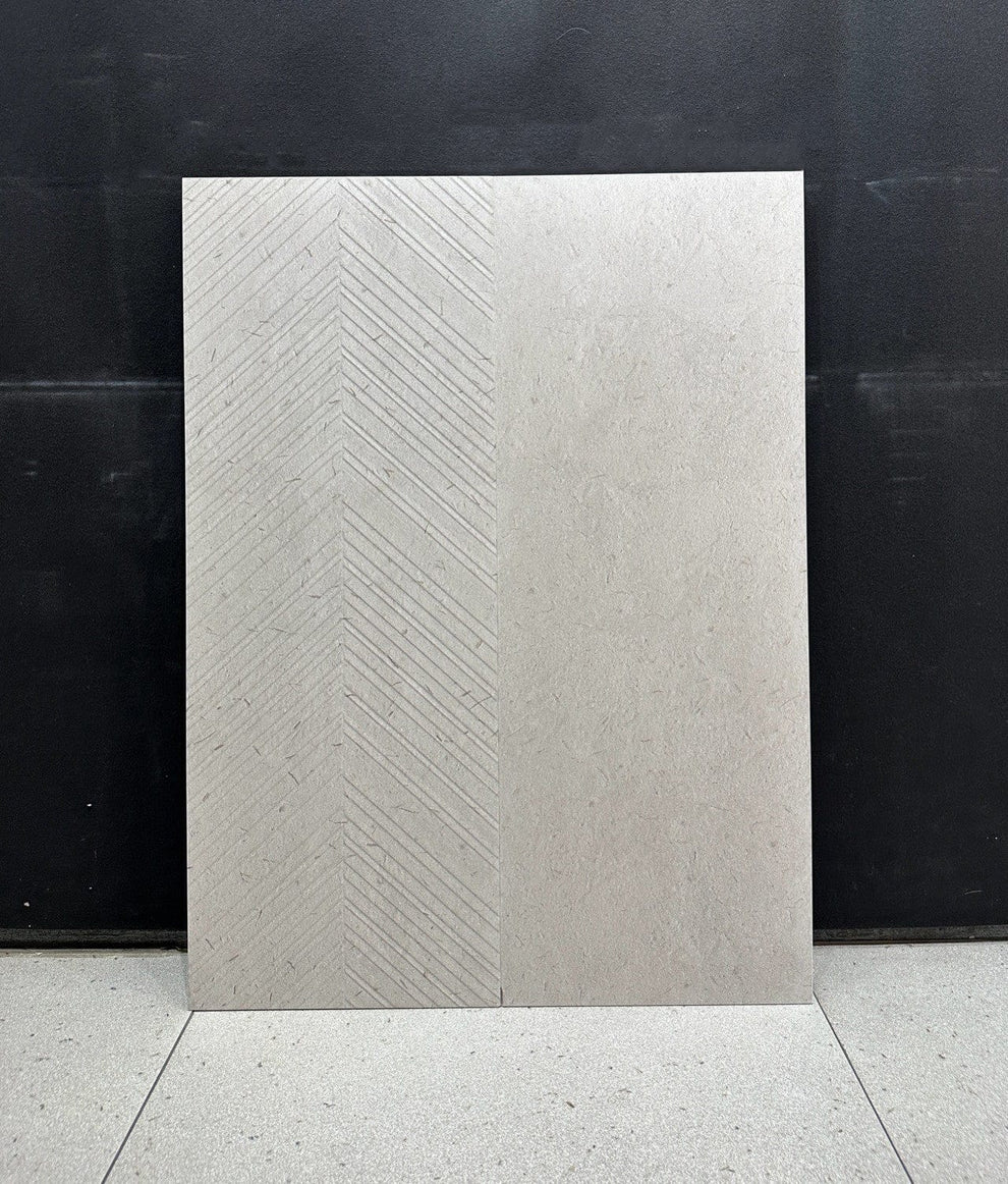 Neutral Warm Grey Concrete Look Tile - 300x800mm Satin Ceramic - W ...